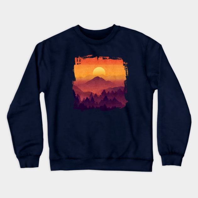 Golden Sunset In The Misty Mountains Crewneck Sweatshirt by LittleBunnySunshine